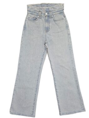 ​7 For All Mankind High Rise Paperbag Waist Straight Leg Jeans Light Wash 25
